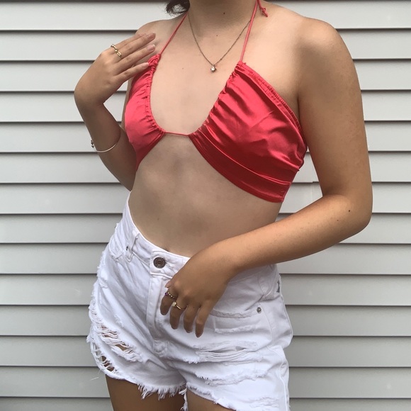 Satin Front-Tie Top - size Small - LIKE NEW! - Picture 5 of 5